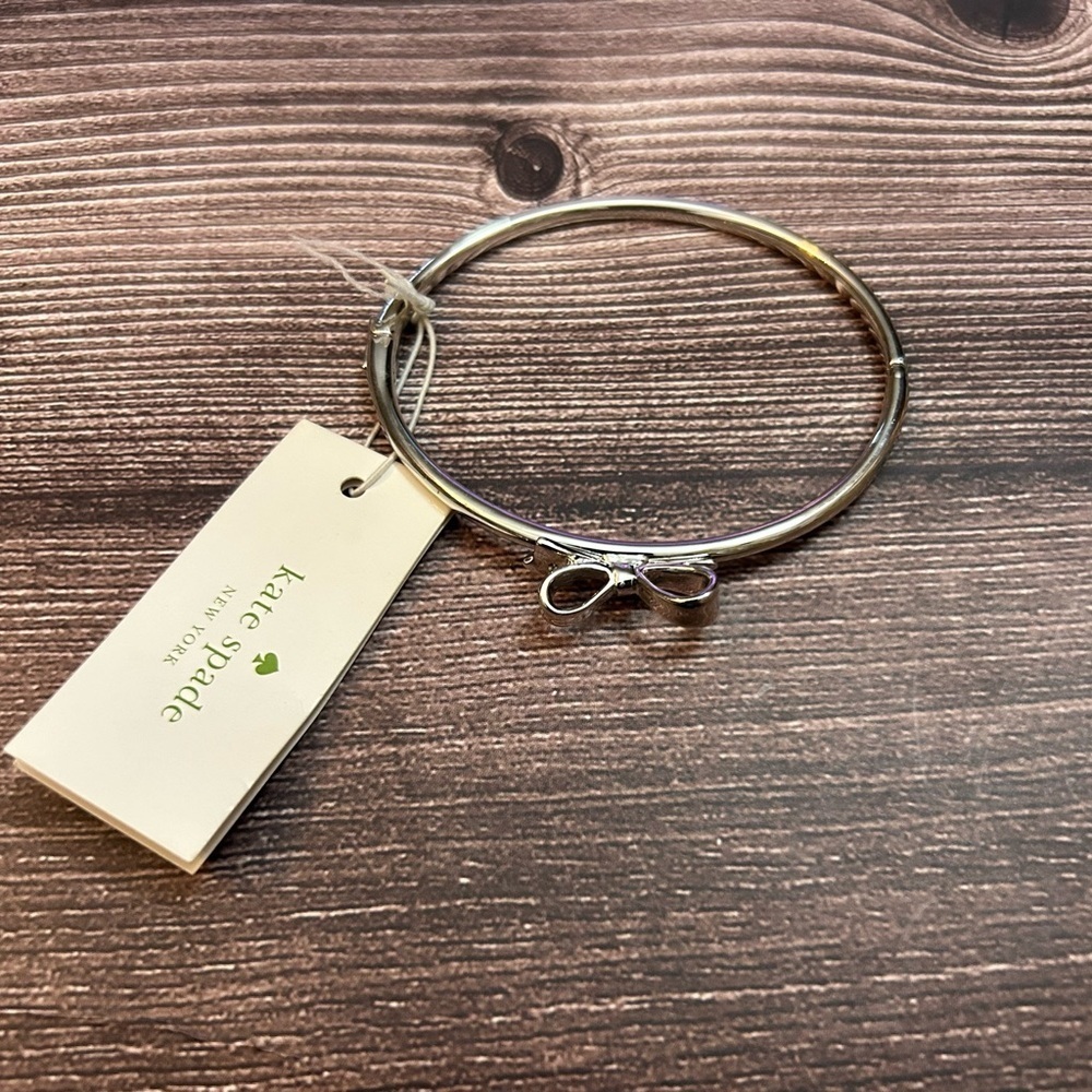 Kate Spade Silver Bow Bangle Bracelet NWT